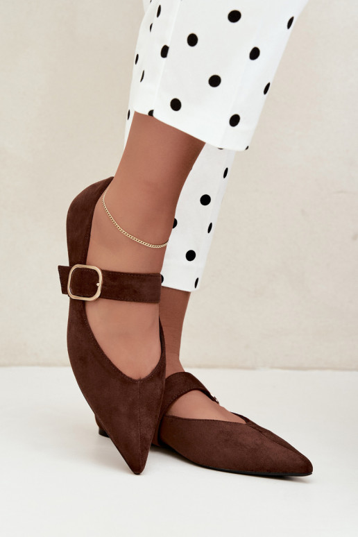 ballerines femmes avec sangles et boucles couleur marron Melby