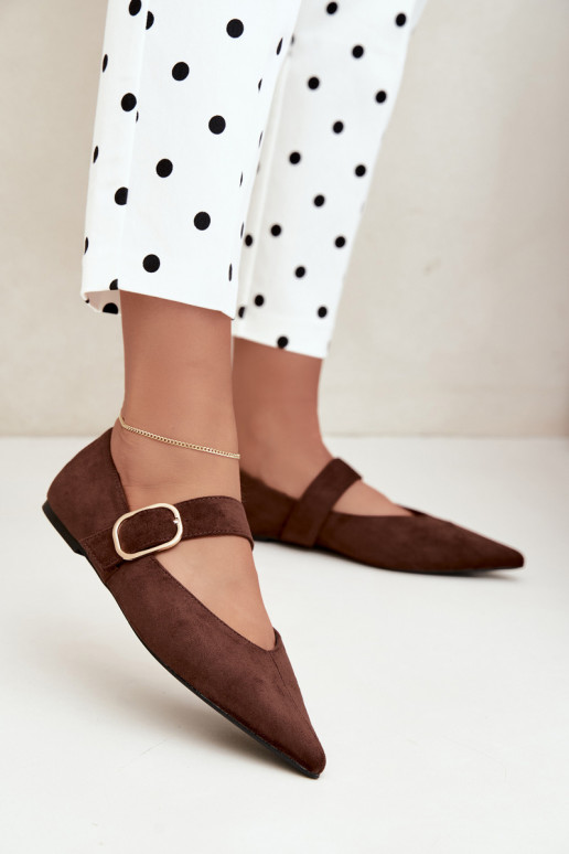 ballerines femmes avec sangles et boucles couleur marron Melby