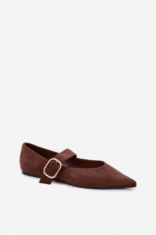 ballerines femmes avec sangles et boucles couleur marron Melby