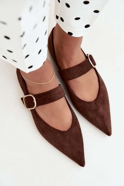 ballerines femmes avec sangles et boucles couleur marron Melby