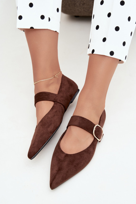 ballerines femmes avec sangles et boucles couleur marron Melby