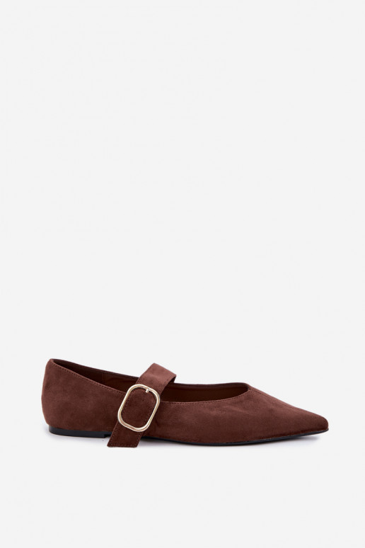 ballerines femmes avec sangles et boucles couleur marron Melby