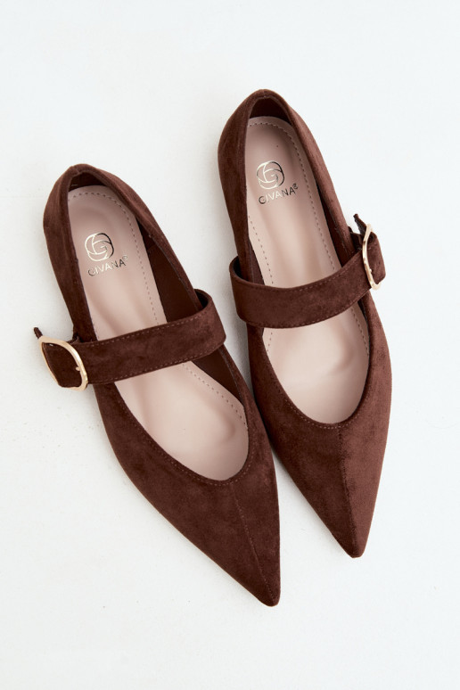 ballerines femmes avec sangles et boucles couleur marron Melby