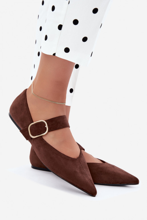ballerines femmes avec sangles et boucles couleur marron Melby
