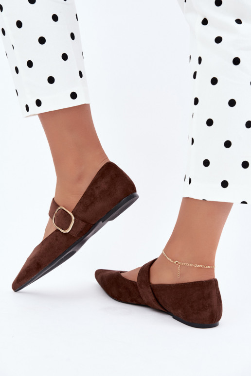 ballerines femmes avec sangles et boucles couleur marron Melby