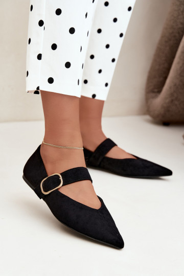 ballerines femmes avec sangles et boucles couleur noire Melby 2