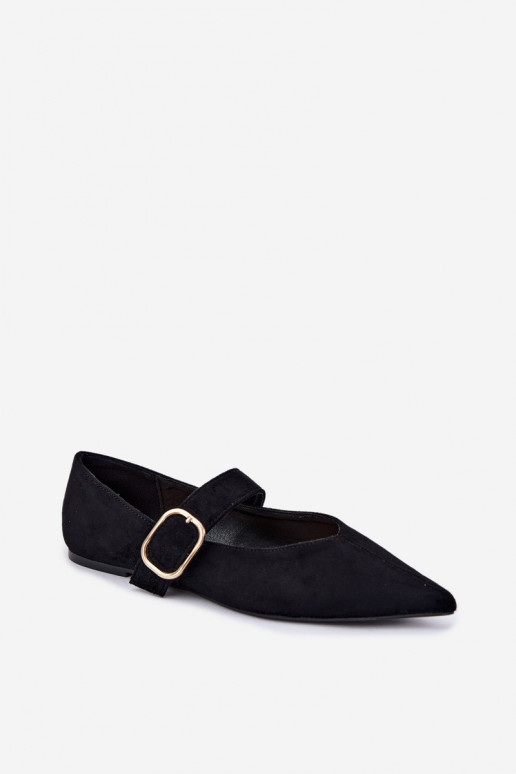 ballerines femmes avec sangles et boucles couleur noire Melby