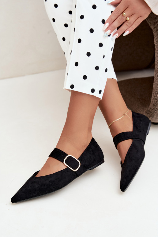 ballerines femmes avec sangles et boucles couleur noire Melby