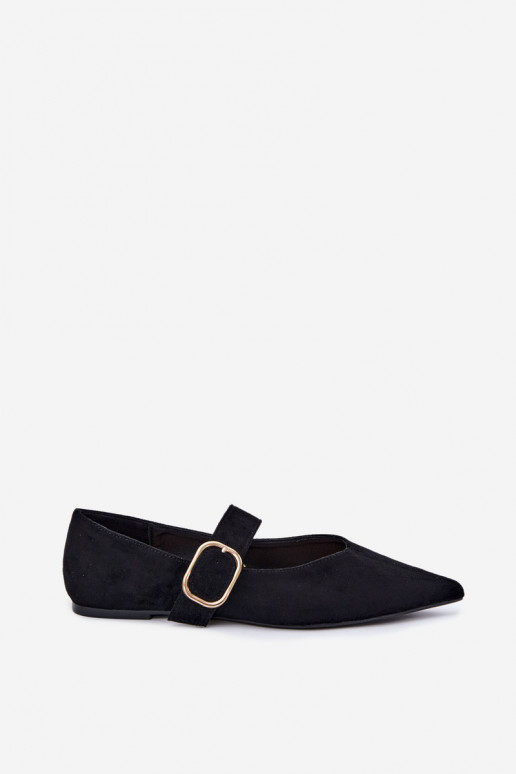 ballerines femmes avec sangles et boucles couleur noire Melby