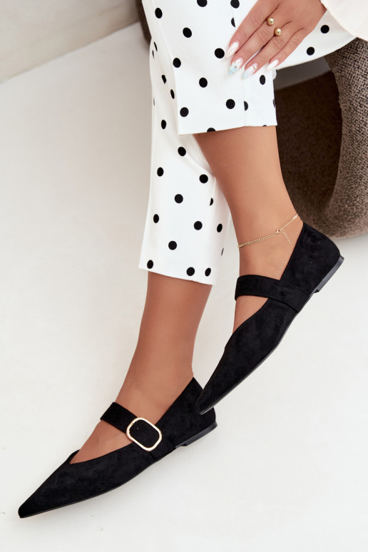 ballerines femmes avec sangles et boucles couleur noire Melby
