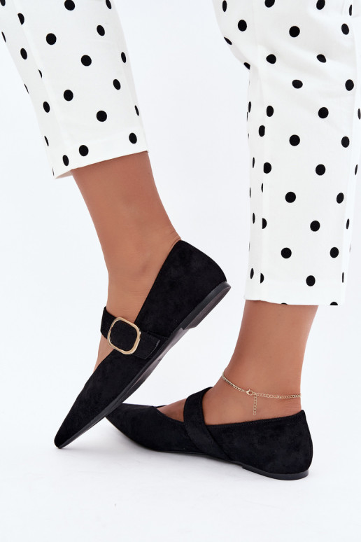 ballerines femmes avec sangles et boucles couleur noire Melby