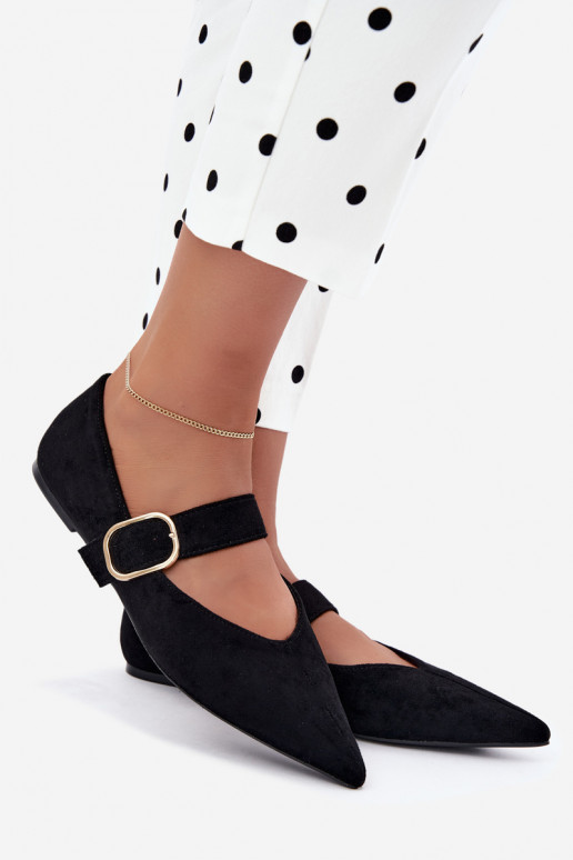 ballerines femmes avec sangles et boucles couleur noire Melby