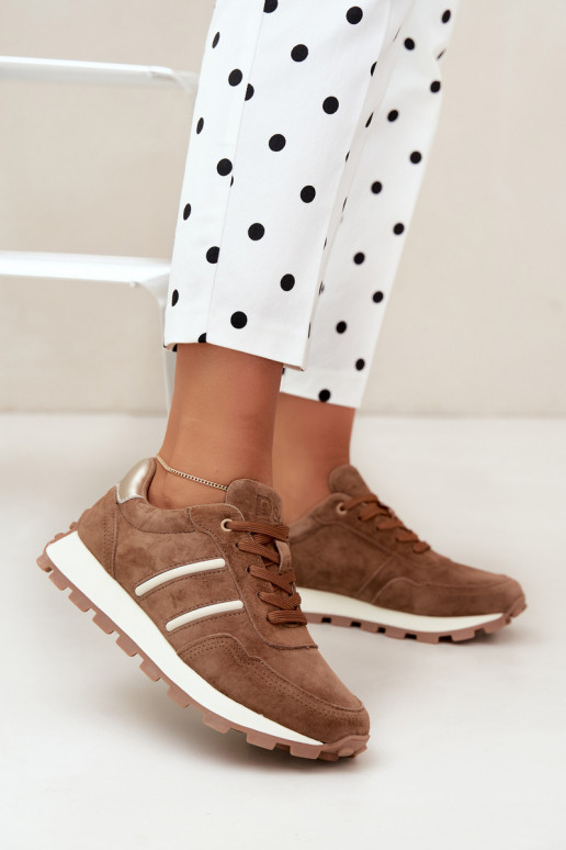 baskets en daim synthétique D&A LR62-7101 en marron