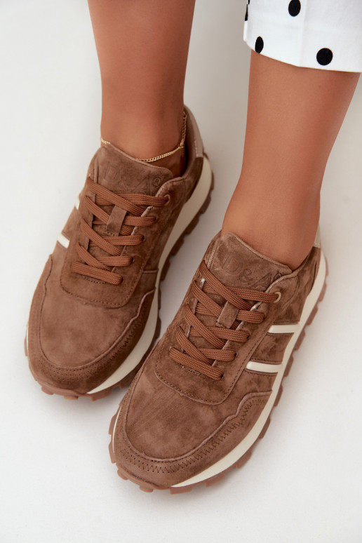 baskets en daim synthétique D&A LR62-7101 en marron
