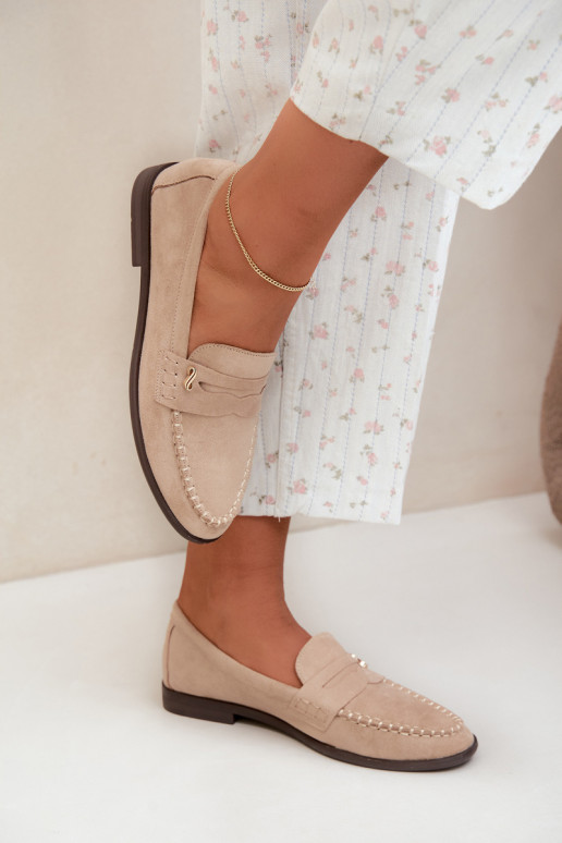 mocassins femmes avec détails décoratifs couleur sable Treya