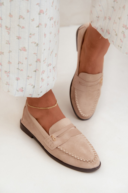 mocassins femmes avec détails décoratifs couleur sable Treya