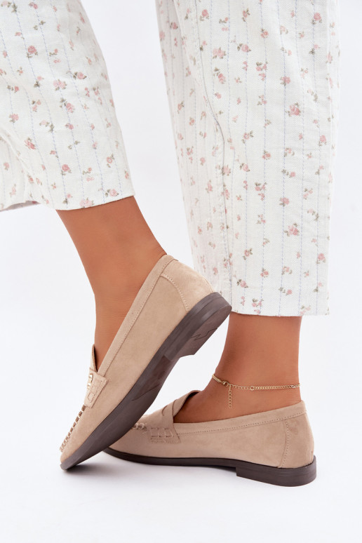 mocassins femmes avec détails décoratifs couleur sable Treya