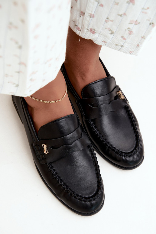 mocassins femmes avec détails décoratifs couleur noire Treya