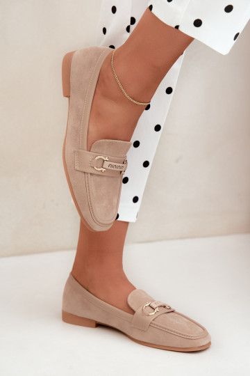 mocassins femmes avec éléments élégants couleur sable Evelora