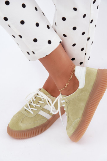 Baskets lime en faux daim avec plateforme