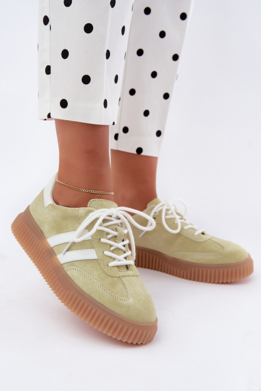 Baskets lime en faux daim avec plateforme