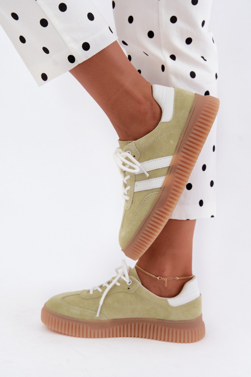 Baskets lime en faux daim avec plateforme