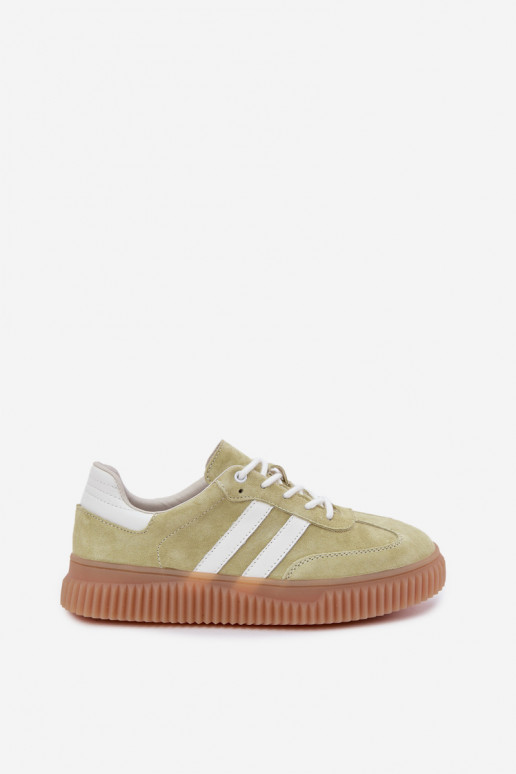 Baskets lime en faux daim avec plateforme