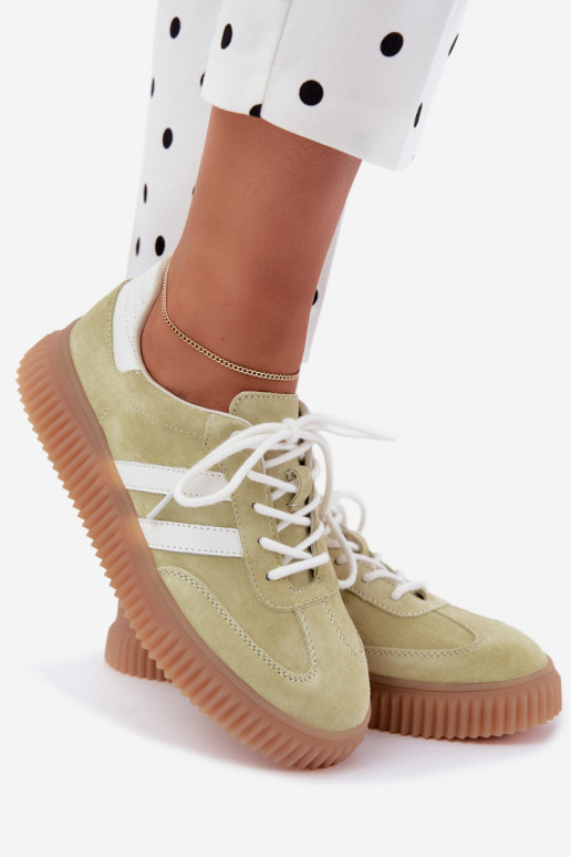 Baskets lime en faux daim avec plateforme