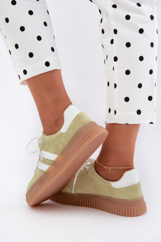 Baskets lime en faux daim avec plateforme