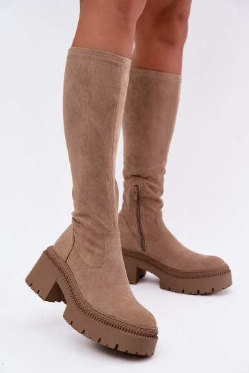 bottes hautes pour femmes avec plateforme couleur sable Florinne