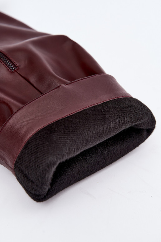 bottes hautes isolées avec talons fins et boucles en couleur bordeaux Kelra