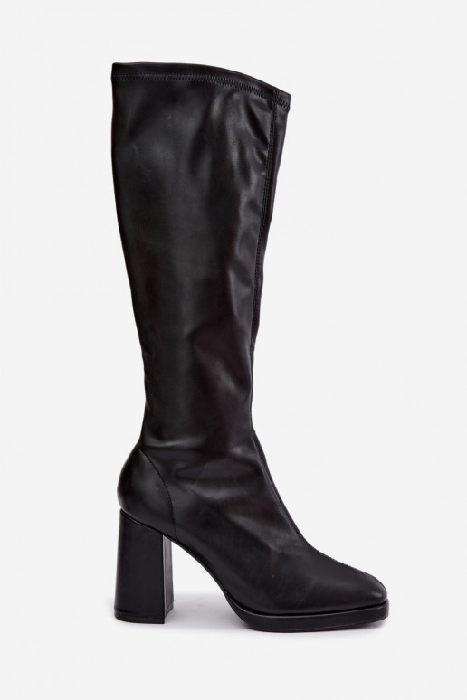 bottes hautes pour femmes avec coutures sur la tige en couleur noire Brivana