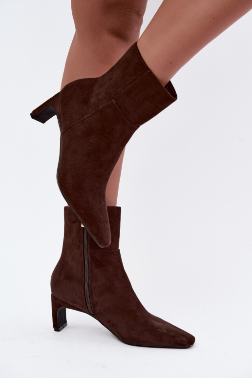 bottines pour femmes avec talons en couleur marron Rileya