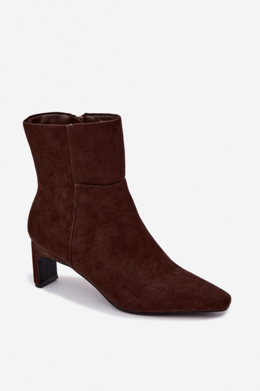 bottines pour femmes avec talons en couleur marron Rileya