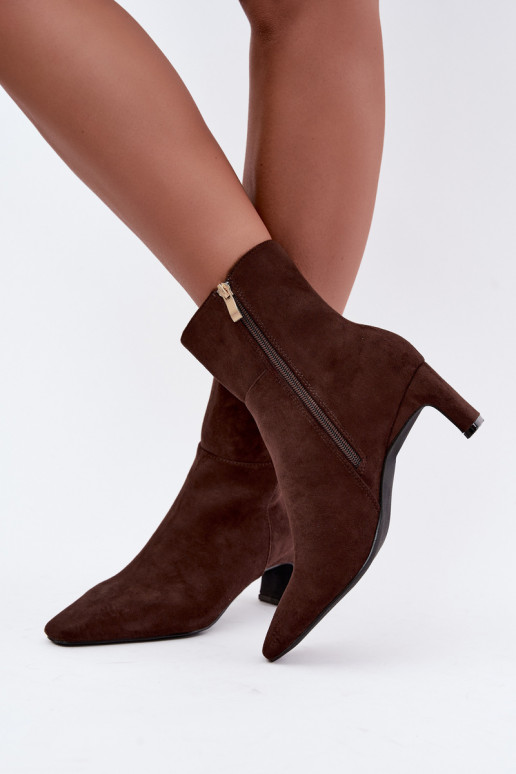 bottines pour femmes avec talons en couleur marron Rileya
