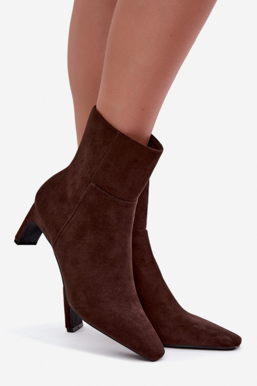 bottines pour femmes avec talons en couleur marron Rileya
