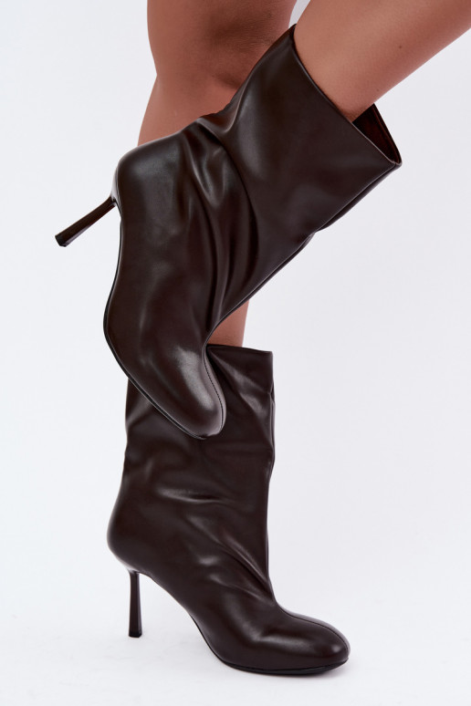 bottines à enfiler avec talons fins en couleur marron Jalisa