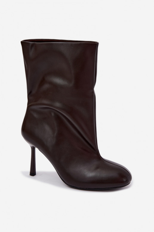 bottines à enfiler avec talons fins en couleur marron Jalisa
