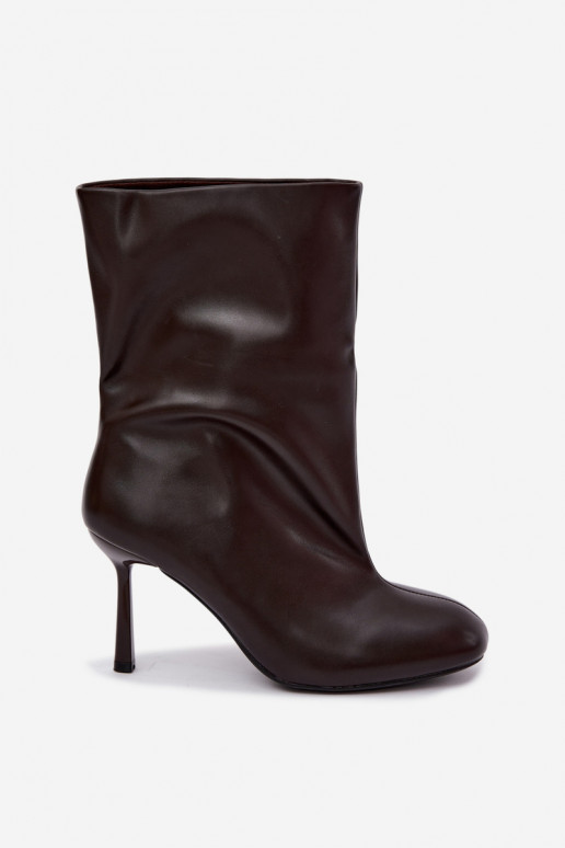 bottines à enfiler avec talons fins en couleur marron Jalisa