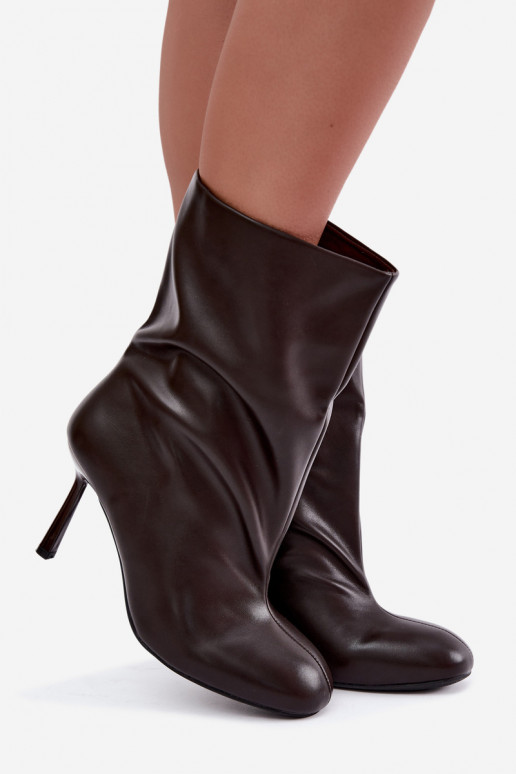 bottines à enfiler avec talons fins en couleur marron Jalisa