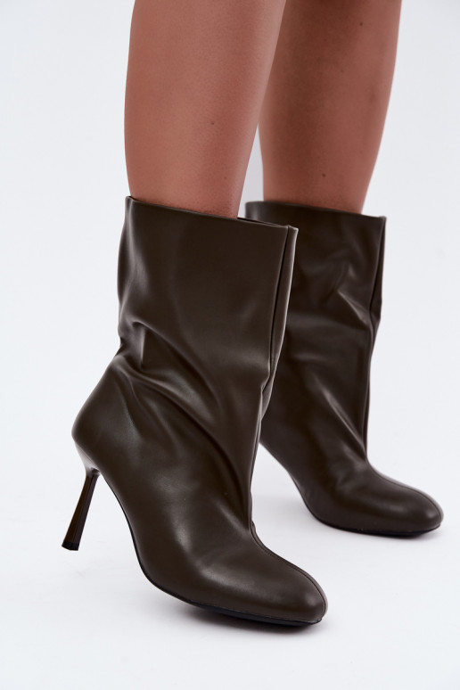 bottines à enfiler avec talons fins en couleur kaki Jalisa
