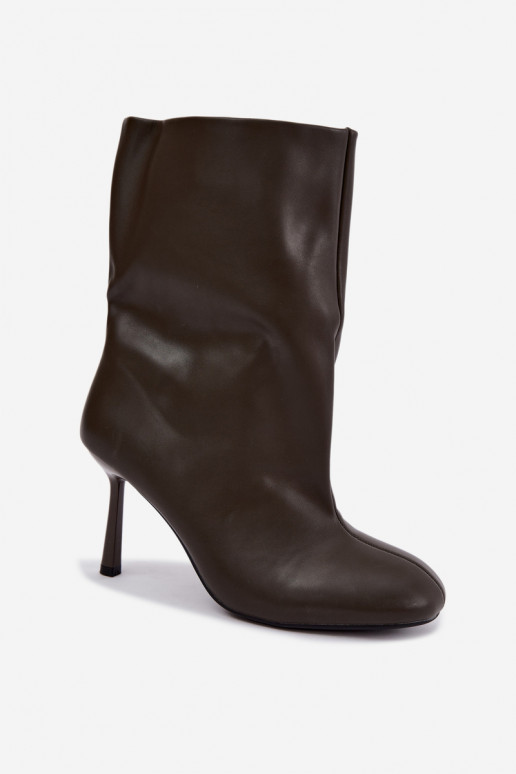 bottines à enfiler avec talons fins en couleur kaki Jalisa
