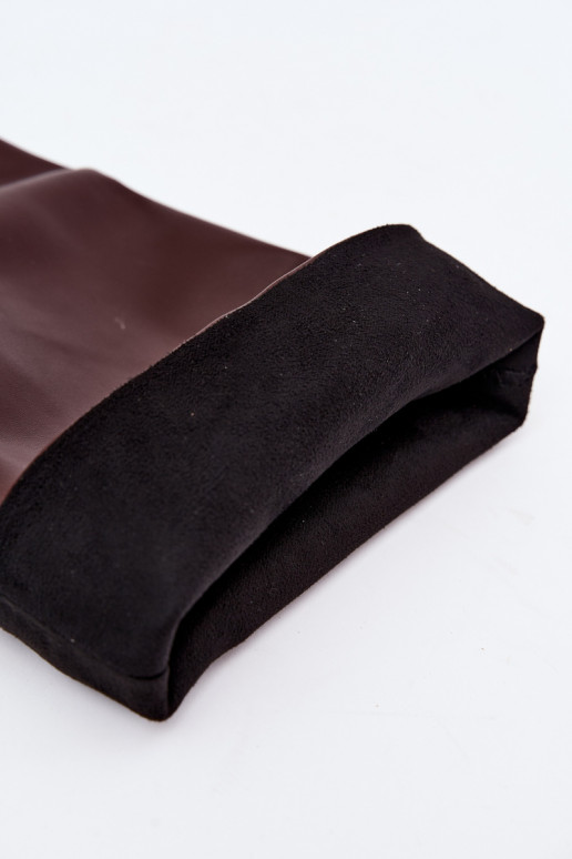 Bottes longues pour femmes à enfiler avec des talons fins en couleur bordeaux Caliya