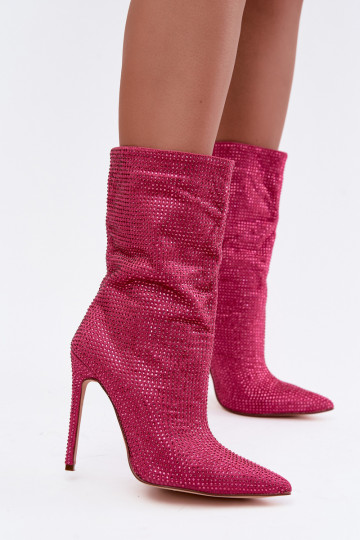 Bottines pour femmes décorées avec des talons fins en couleur rose Galessa