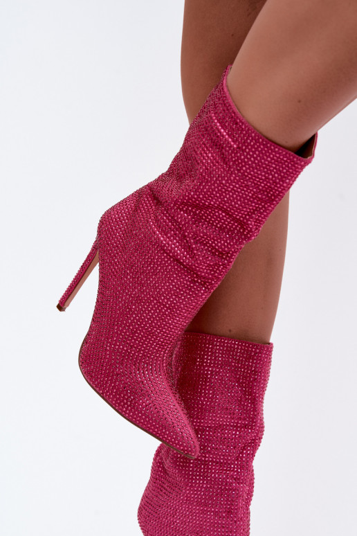 Bottines pour femmes décorées avec des talons fins en couleur rose Galessa