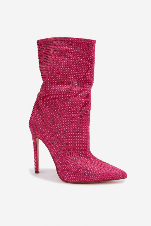 Bottines pour femmes décorées avec des talons fins en couleur rose Galessa