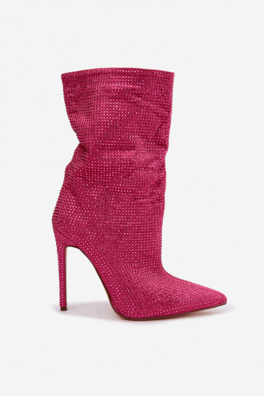 Bottines pour femmes décorées avec des talons fins en couleur rose Galessa