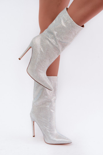 Bottines pour femmes décorées avec des talons fins en couleur argent Galessa 2