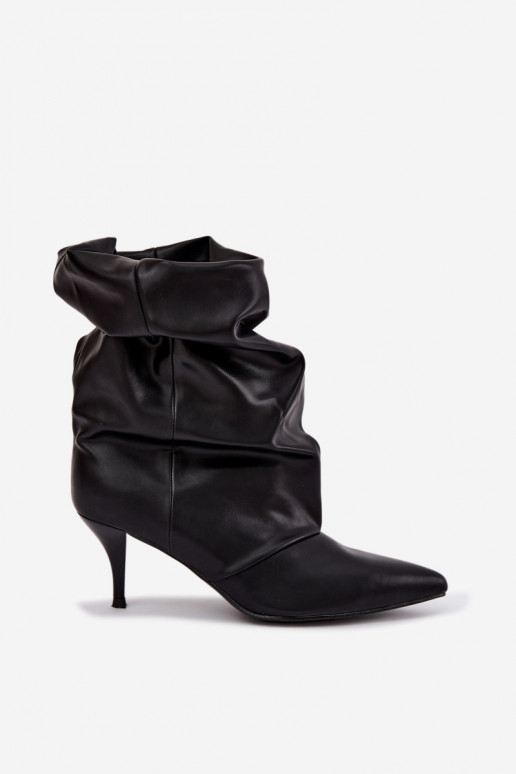 Bottines pour femmes slouchy à enfiler avec des talons fins en couleur noire Harissa