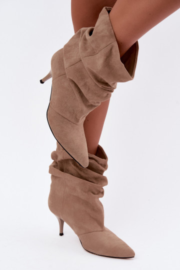 Bottines pour femmes slouchy à enfiler avec des talons fins en couleur sable Harissa 2
